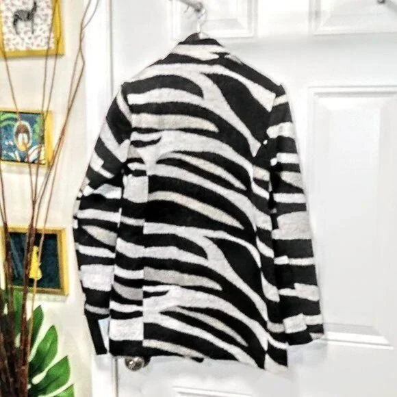 NWOT RD Style Zebra Polyester Wool Blend Coat Unlined S - Picture 8 of 9
